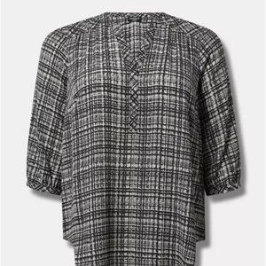 Black and White Plaid Harper 3/4 Sleeve Tunic Torrid size 4